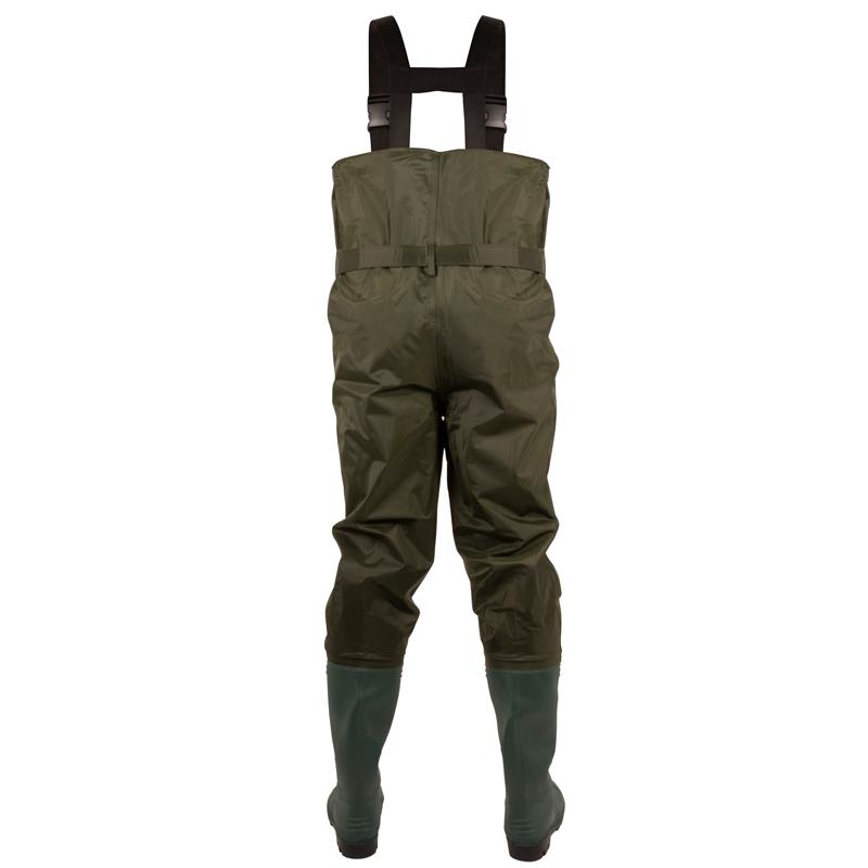 Green Trail Men's Waders Chest PVC/Nylon Stream Feather Waterproof with Cleated Sole | Size 4 - 13, Size 12