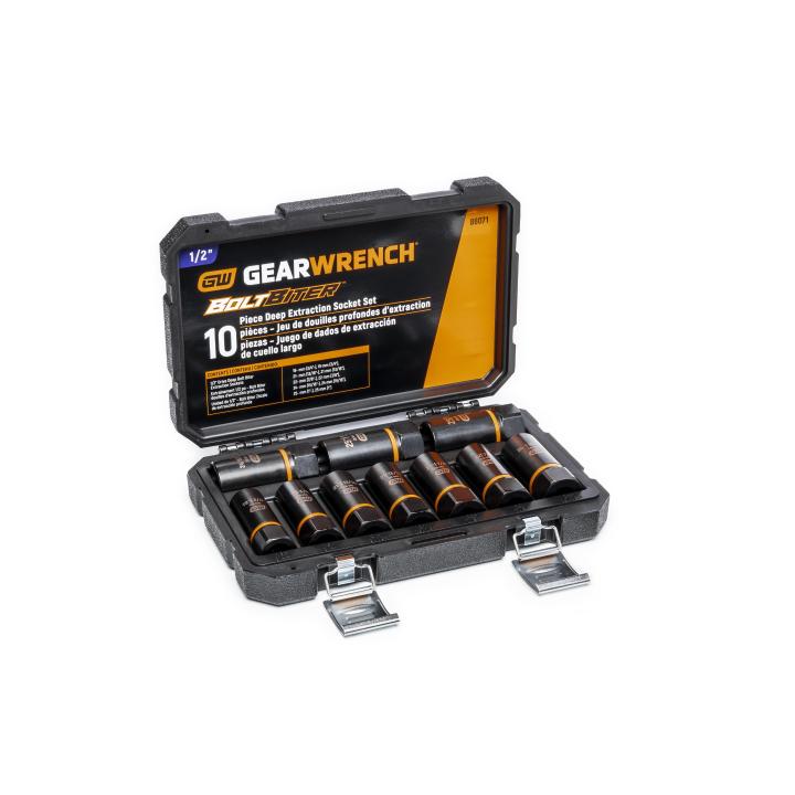 GEARWRENCH Bolt Biter™ Deep Extraction Socket Set with Minus-Size Sockets - 1/2" Drive - 10 Piece