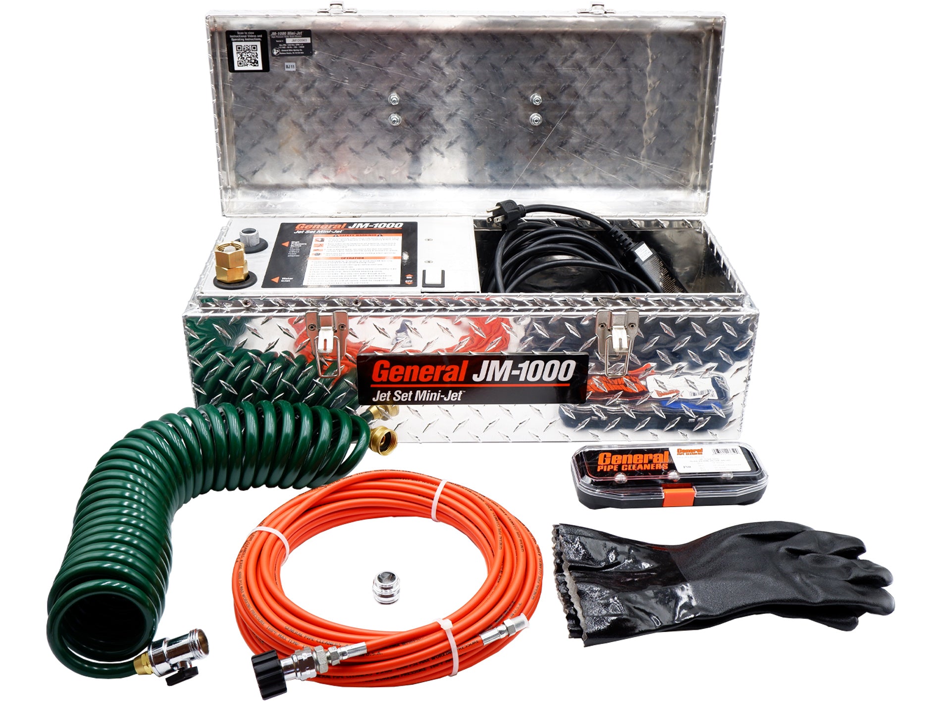 General Pipe Cleaners JM-1000-B Mini Jet Portable Drain Cleaning Machine for 1-1/2" to 3" Lines - 1500 PSI, 1.4 GPM, Vibra-Pulse Technology, USA Made