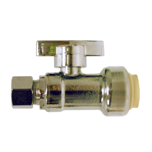 Push-Fit to Compression Supply Stop Straight Shut-Off Valve - 1/2" CTS Push Fit X 3/8" Compression