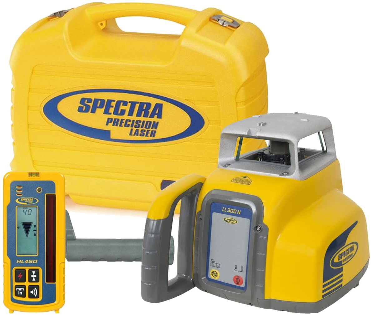 Spectra Precision LL300N Laser Level Package, HL450 Receiver, 1650 ft Range, IP66, NiMH/Alkaline, Robust Design, in Carrying Case