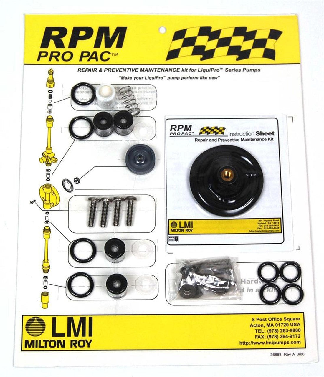 LMI Pro Pac Liquipro Liquid End RPM Kits Chemical Metering Pumps - Cleanflow