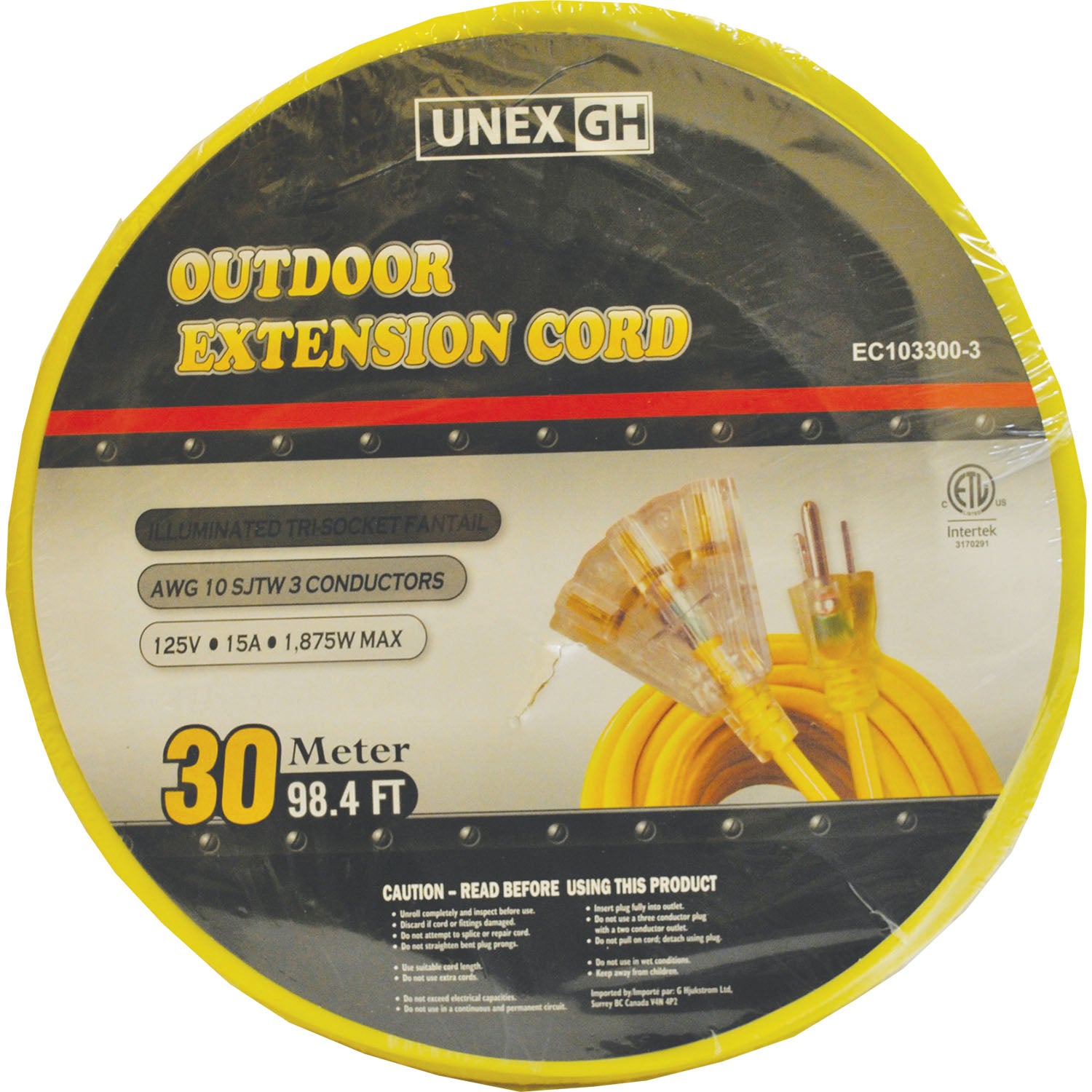 Outdoor Extension Cord - 10 Gauge - 15A Rated - Triple Outlet Maintenance Supplies - Cleanflow