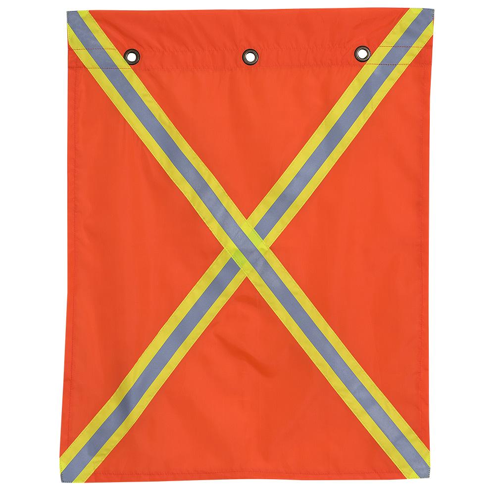 Polyester Traffic Flag - Reflective Tape Both Sides Facility Safety - Cleanflow