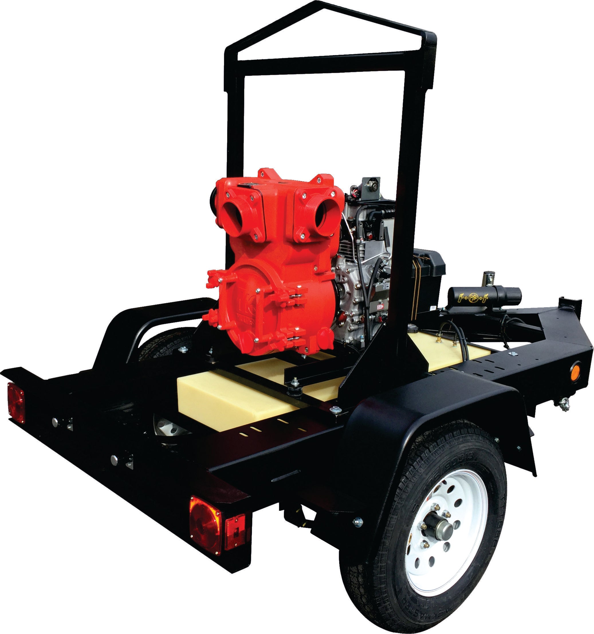 Multiquip QP4TKT16 Trailer Mounted 4-Inch Diesel Engine Trash Pump with 16 Gallon Fuel Cell and Electric Start