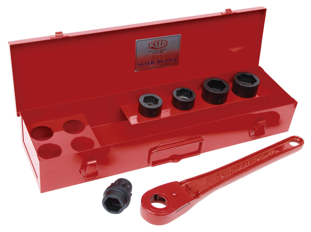 Reed L511 Thru-Bolt Utility Set | Handle and 4 Sockets Pipe Tools - Cleanflow
