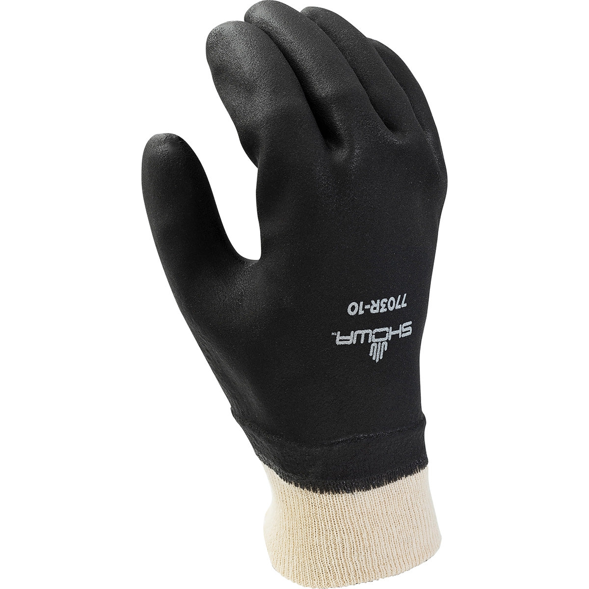 Showa 7703R PVC Coated Knit Wrist Rough Finish Work Glove (Pack of 12 Pairs) Work Gloves and Hats - Cleanflow
