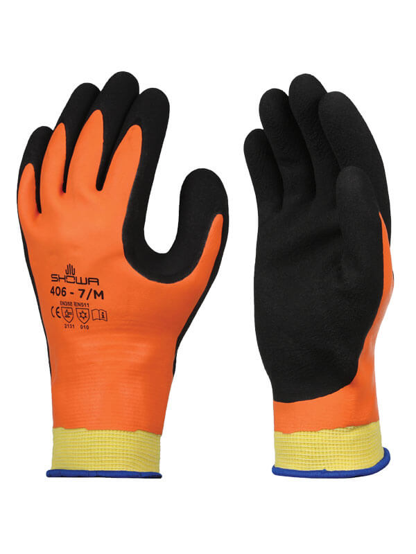 SHOWA 406 Orange Foam Latex Thermal Lined Gloves Work Gloves and Hats - Cleanflow