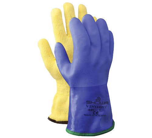 Showa 495 Rough Grip PVC Glove with Removable Acrylic Liner Work Gloves and Hats - Cleanflow