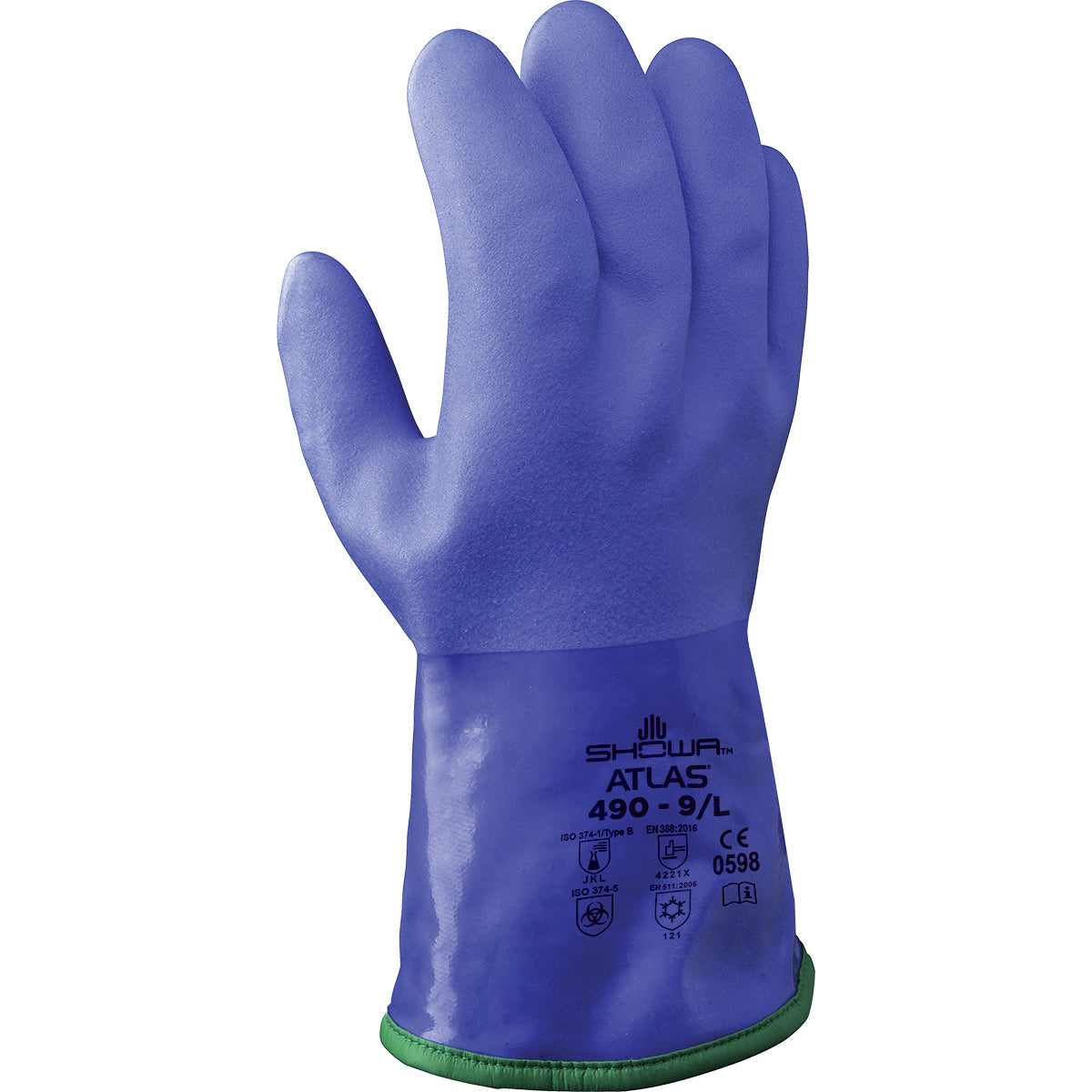 Showa Atlas 490 Acrylic Insulated Triple Dipped Rough Grip PVC Glove Work Gloves and Hats - Cleanflow
