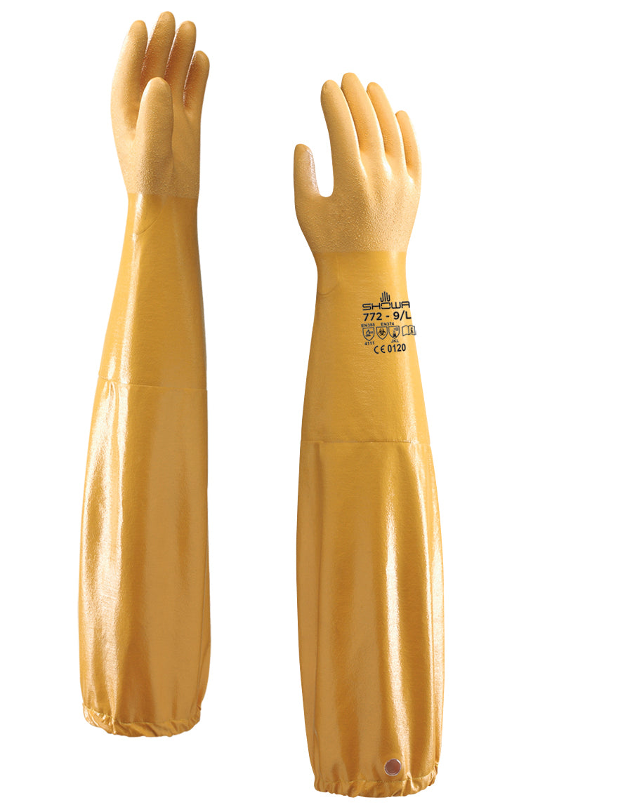 Showa® Atlas® 772 Chemical Resistant Nitrile Gloves - 26" Length Work Gloves and Hats - Cleanflow
