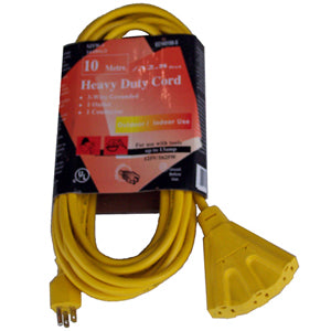 Outdoor Extension Cord - 14 Gauge - 13A Rated - Triple Outlet Maintenance Supplies - Cleanflow