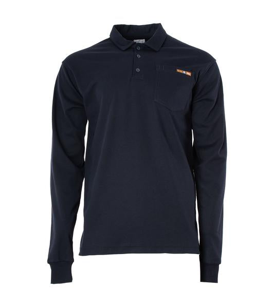 STC Long Sleeved Arc Rated Henley Polo Shirt | Navy | Sizes Small to 5XL Flame Resistant Work Wear - Cleanflow