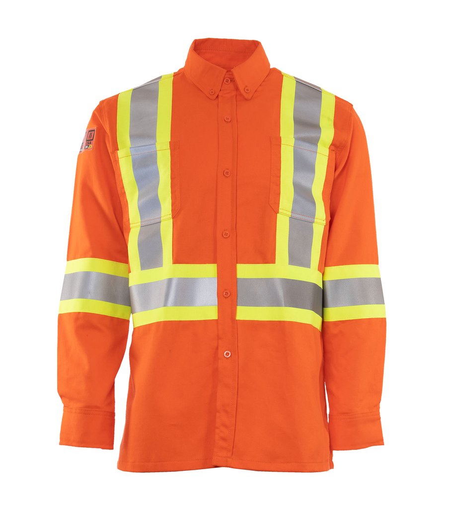 STC High-visibility Fire Retardant Shirt | Orange | Sizes Small to 5XL Flame Resistant Work Wear - Cleanflow