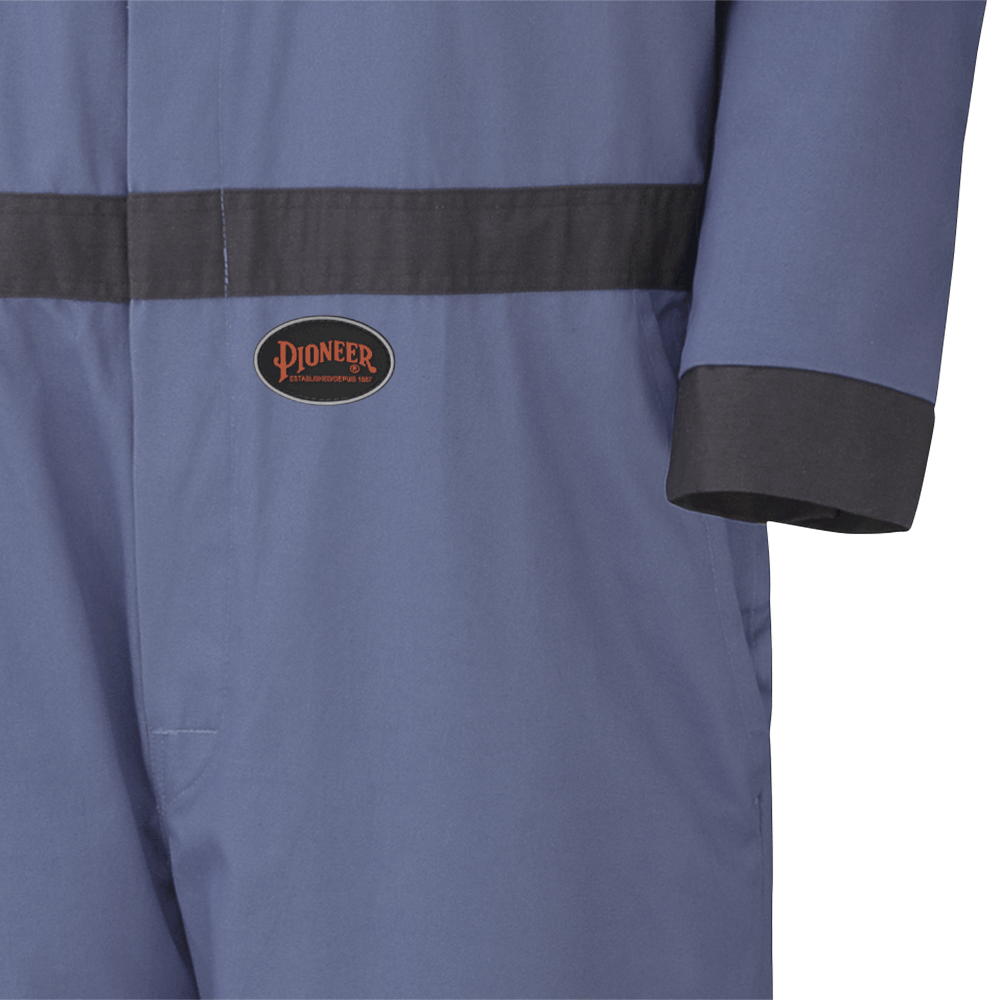 Pioneer Coveralls with Concealed Brass Buttons - 100% Cotton | Navy | Sizes 36 - 60 Work Wear - Cleanflow