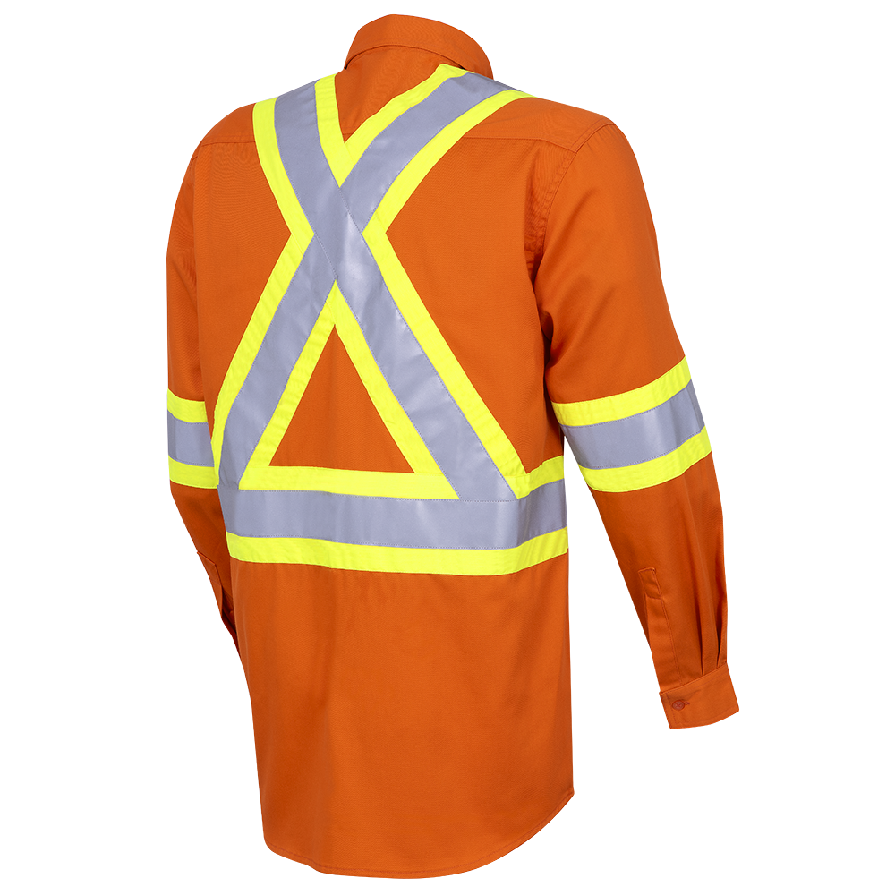Pioneer Ultra Cool Cotton Twill Button Down Collared Safety Shirt | Orange | Sizes Small - 4XL Hi Vis Work Wear - Cleanflow
