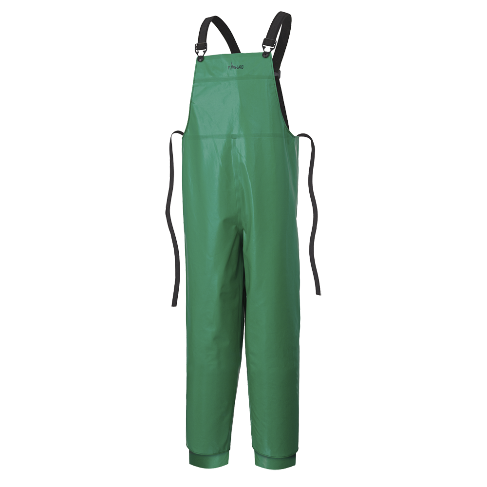Ranpro CA-43® FR Chemical/Acid Resistant Bib Pants - PVC/Poly | Green | Sizes Small - 4XL Flame Resistant Work Wear - Cleanflow