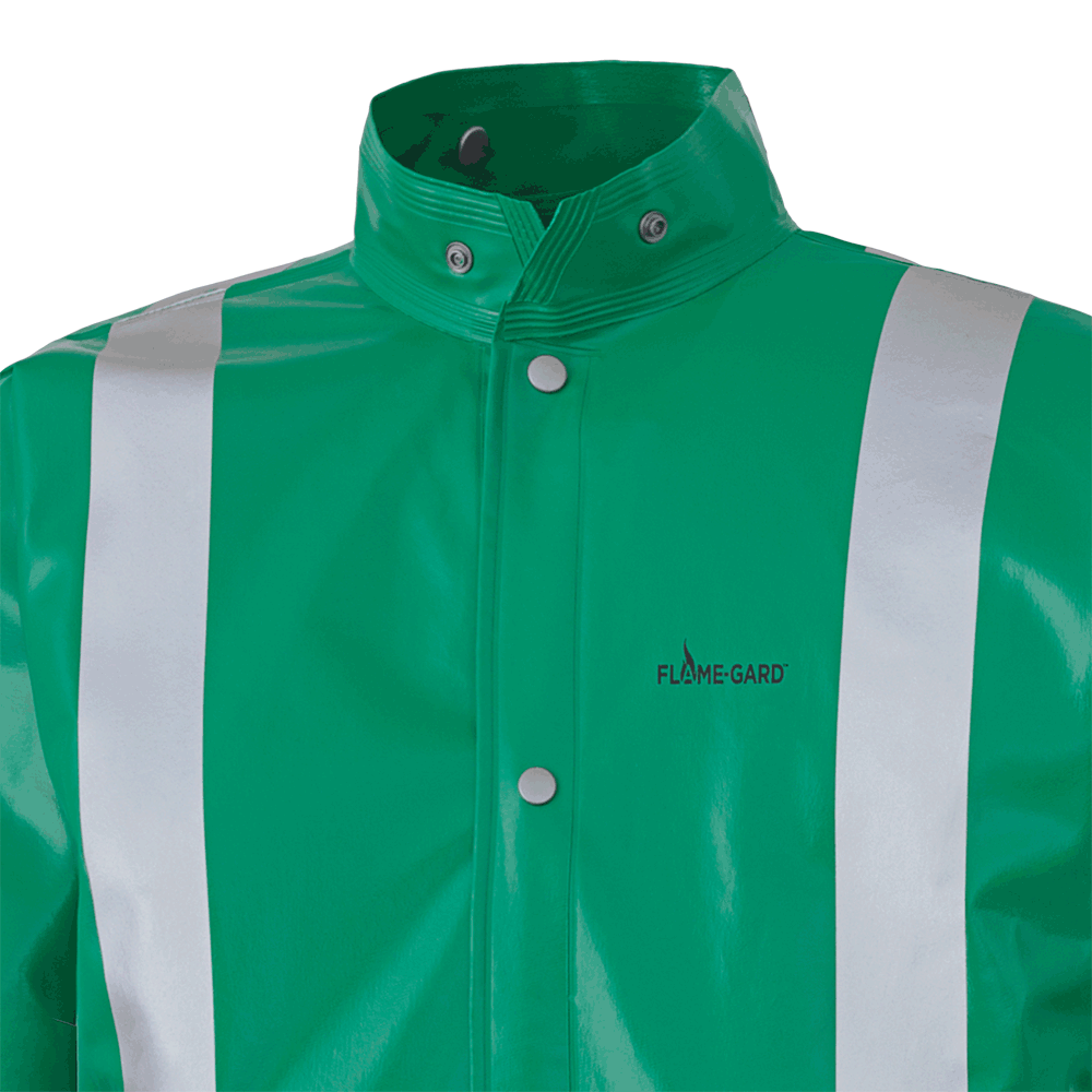 Ranpro CA-43® FR Chemical/Acid Resistant Safety Jacket - PVC/Poly | Green | Sizes Small - 4XL Flame Resistant Work Wear - Cleanflow
