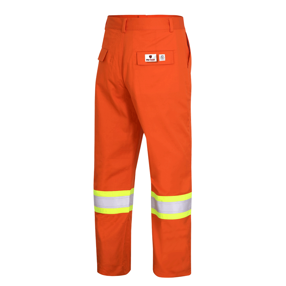 Pioneer FR-TECH® FR/ARC Rated 7 oz Hi Viz Safety Pants - 88/12 | Orange Flame Resistant Work Wear - Cleanflow