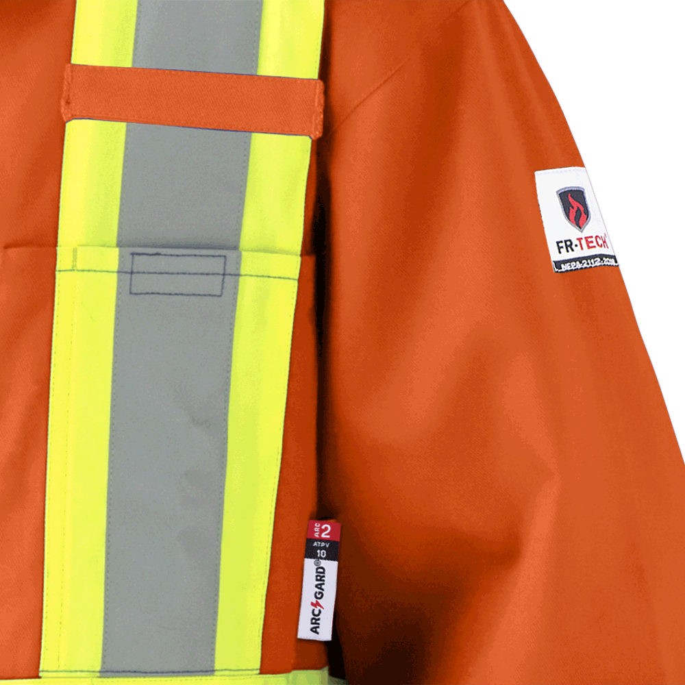 Pioneer FR-TECH® FR/ARC Rated 7 oz Hi Viz Safety Coveralls 88/12 | Orange | Sizes 36 - 60 Flame Resistant Work Wear - Cleanflow