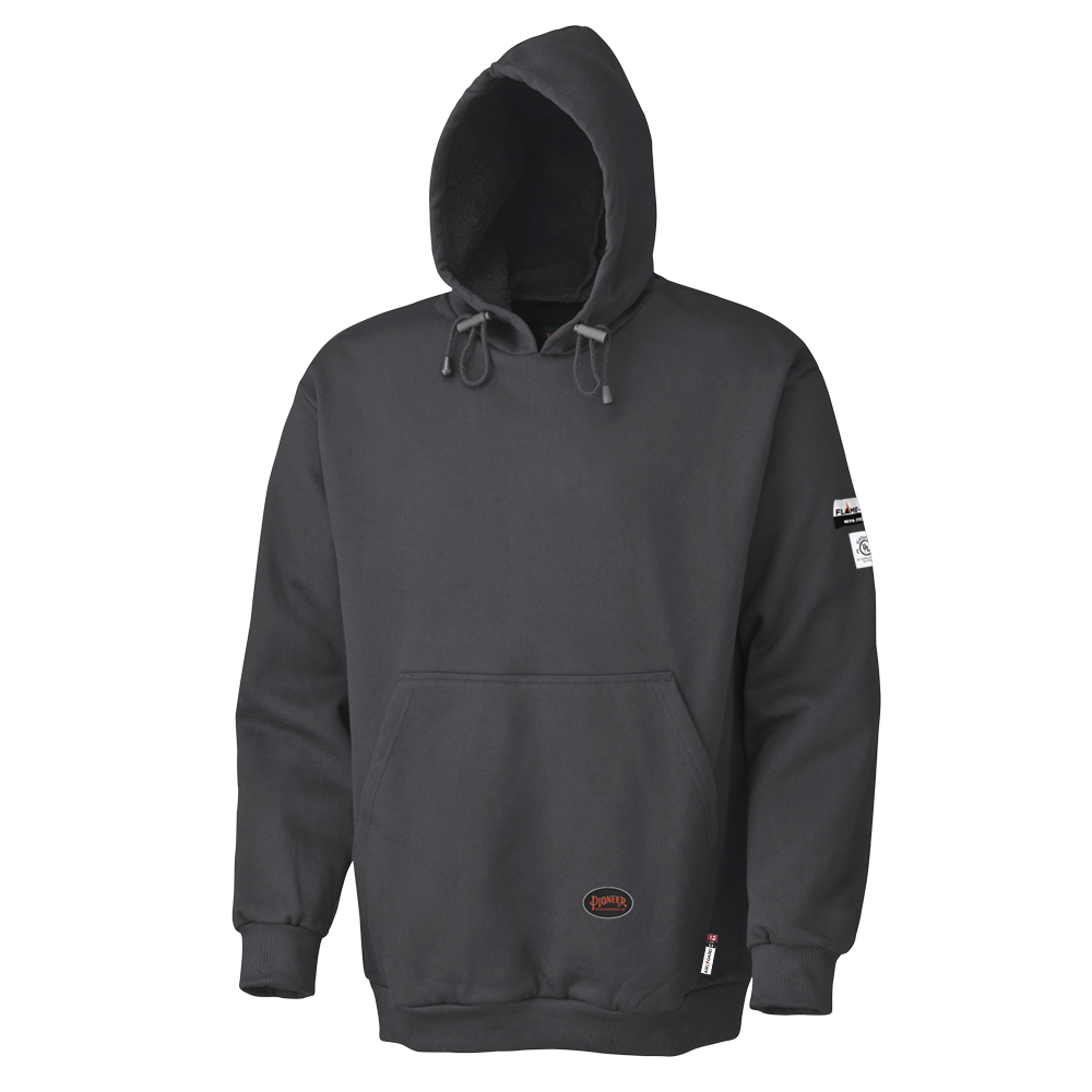 Pioneer 335 Flame Resistant Pullover Style Heavyweight Cotton Hoodie | Black | Sizes Small to 7XL Flame Resistant Work Wear - Cleanflow