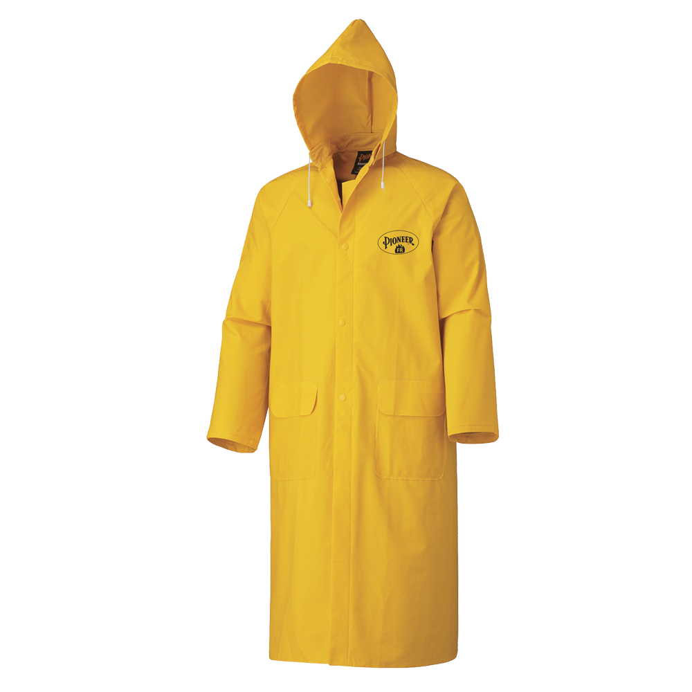 Pioneer FR Waterproof Long Coat - 48" Length - PVC/POLY/PVC | Yellow | Sizes S - 5XL Flame Resistant Work Wear - Cleanflow