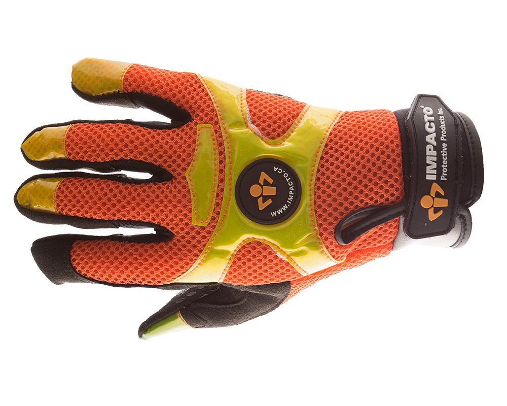 Impacto Hi-Vis Anti-Vibration Mechanic's Style Suede Leather Silicone Grip Glove with Air Glove® Technology Work Gloves and Hats - Cleanflow