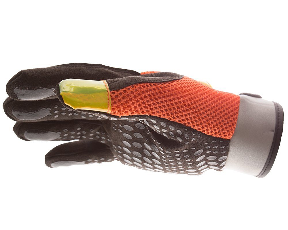 Impacto Hi-Vis Anti-Vibration Mechanic's Style Suede Leather Silicone Grip Glove with Air Glove® Technology Work Gloves and Hats - Cleanflow