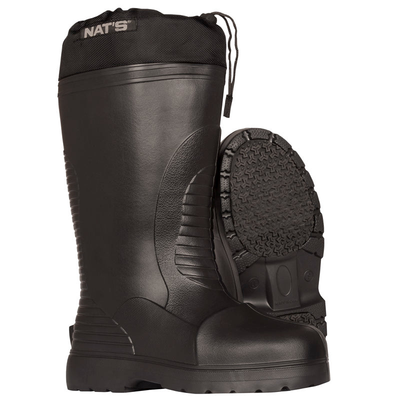 Nats Men's Winter Work Boots 1500 EVA Plain Toe Waterproof with Removable Liner -30°C/-22°F Rated Black Sizes 7-13