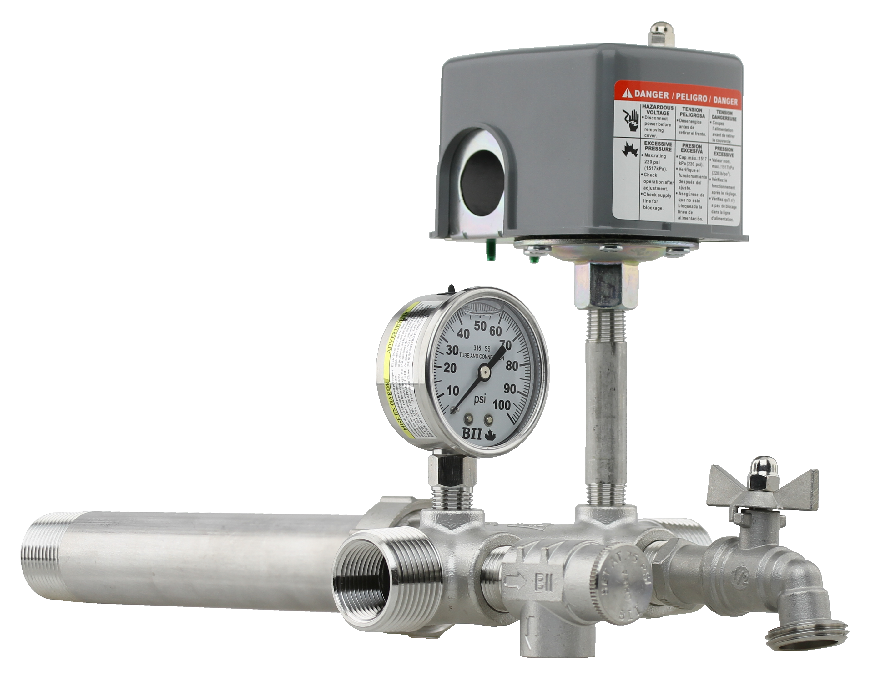 Plumb-Eeze stainless steel well pump pressure tank connection kit - Cleanflow