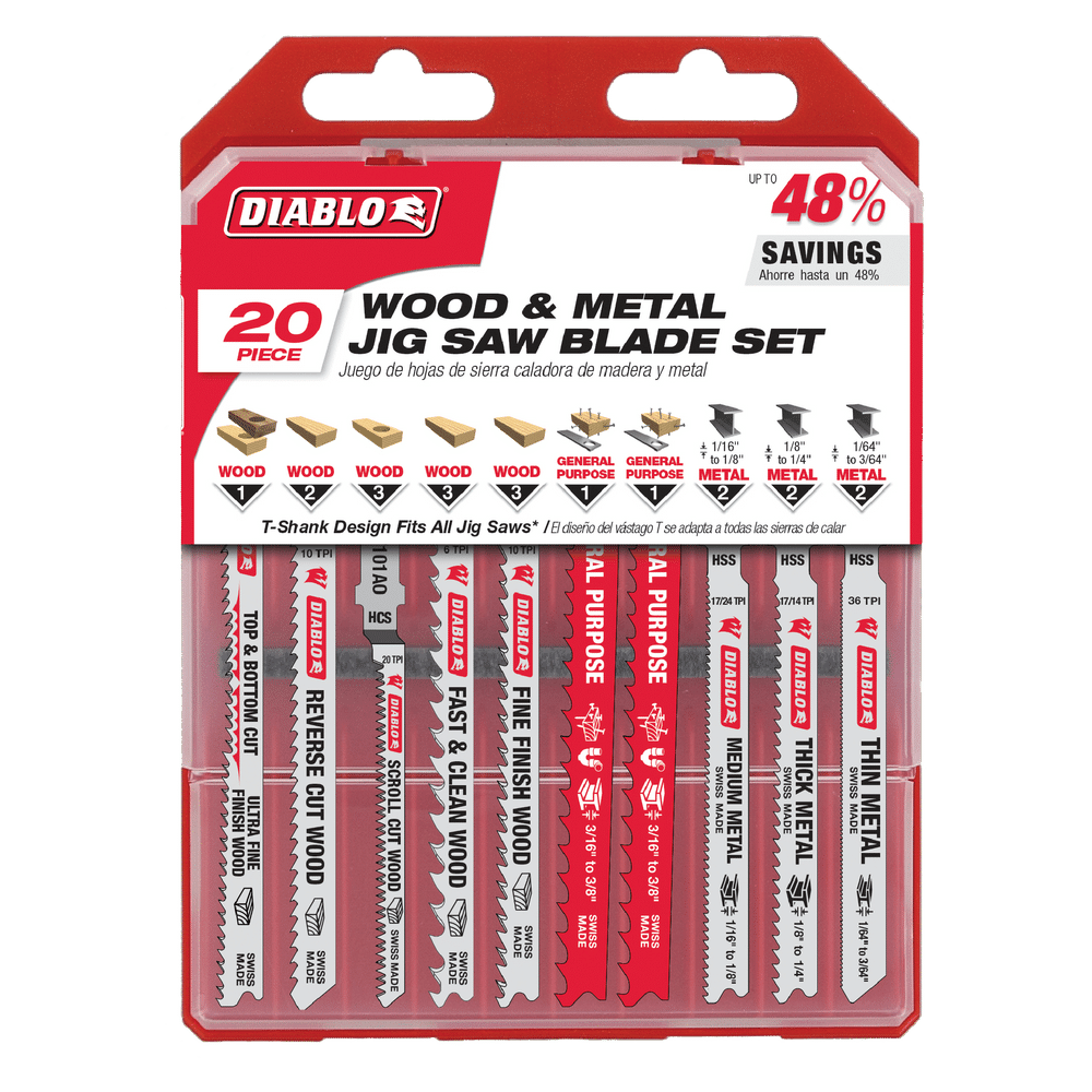 Diablo T-Shank Jig Saw Blades for Wood and Metal - 20 Piece