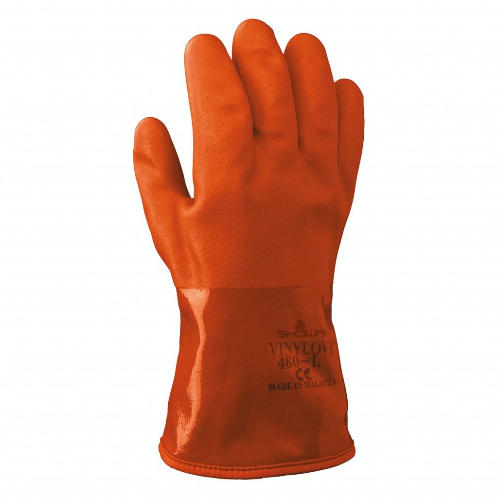 Showa 460 Insulated Rough Grip Orange PVC Coated Winter Work Gloves