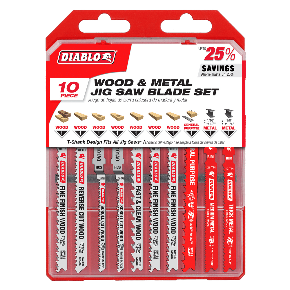 Diablo T-Shank Jig Saw Blades for Wood and Metal - 10 Piece