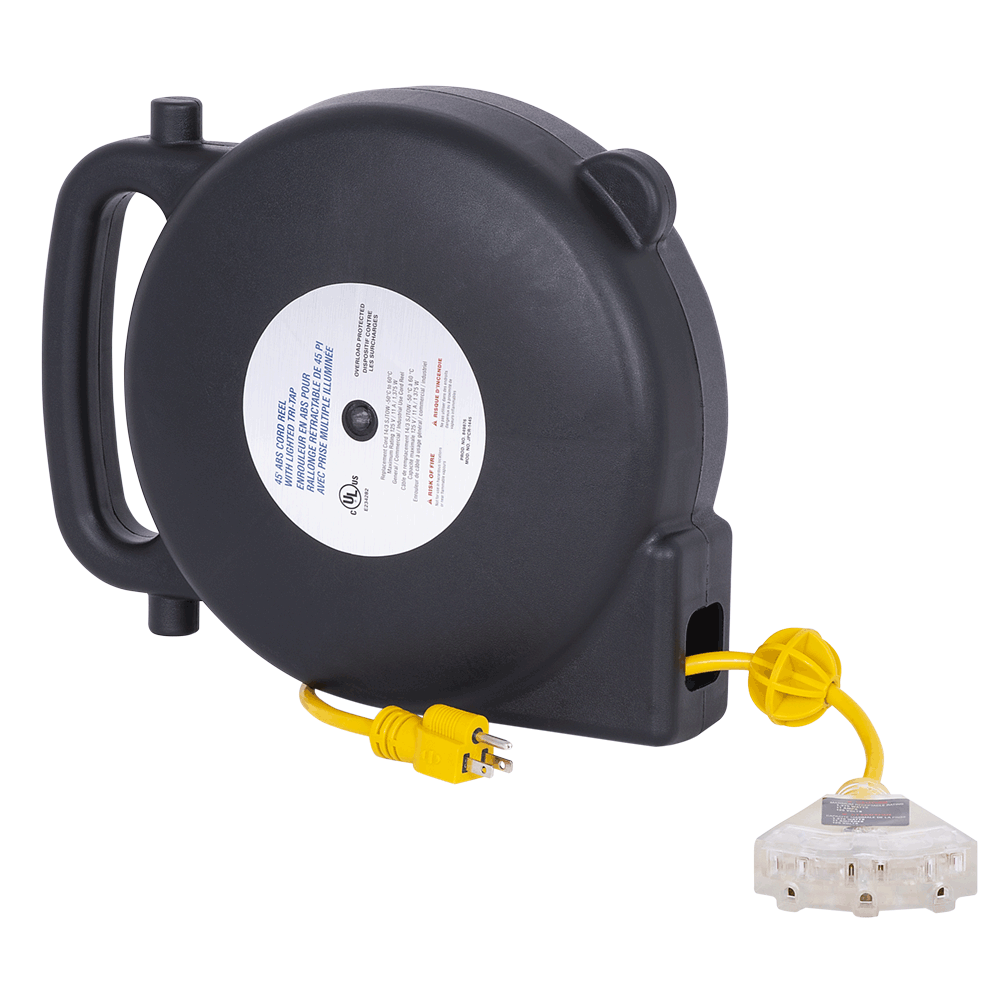 Startech ABS Retractable Extension Cord Reel - SJTW 14/3 - Triple Outlet - 45 Ft Length
