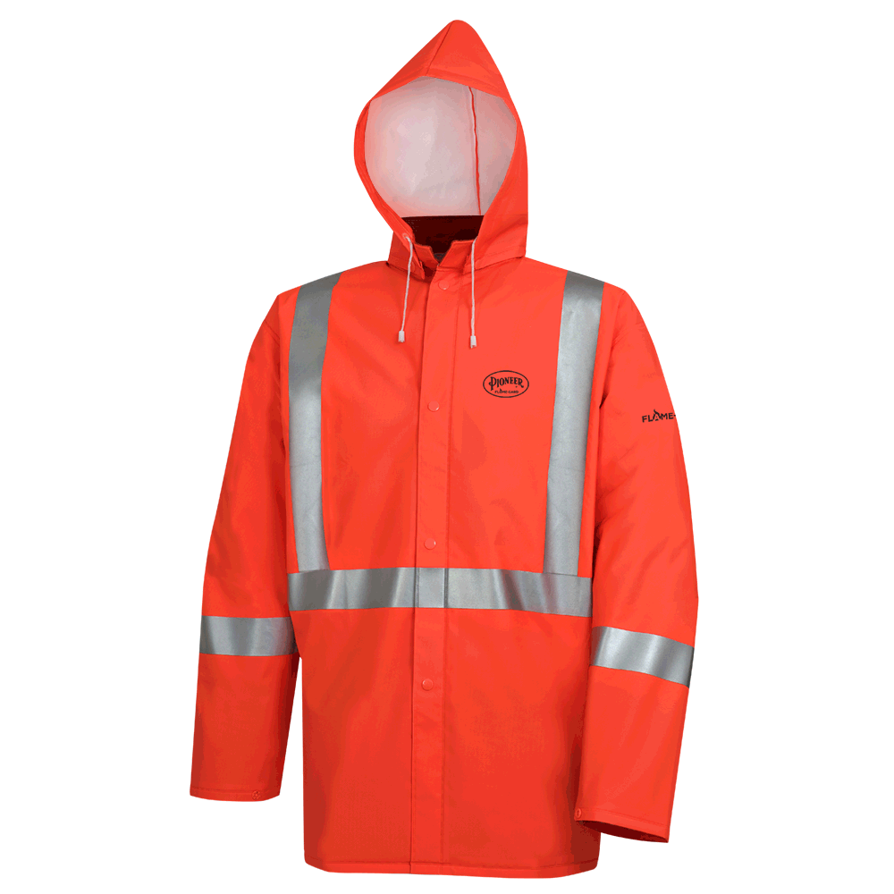 Pioneer 576J FR Poly/PVC Hi Vis Rain Suit | Orange | S-4XL Hi Vis Work Wear - Cleanflow