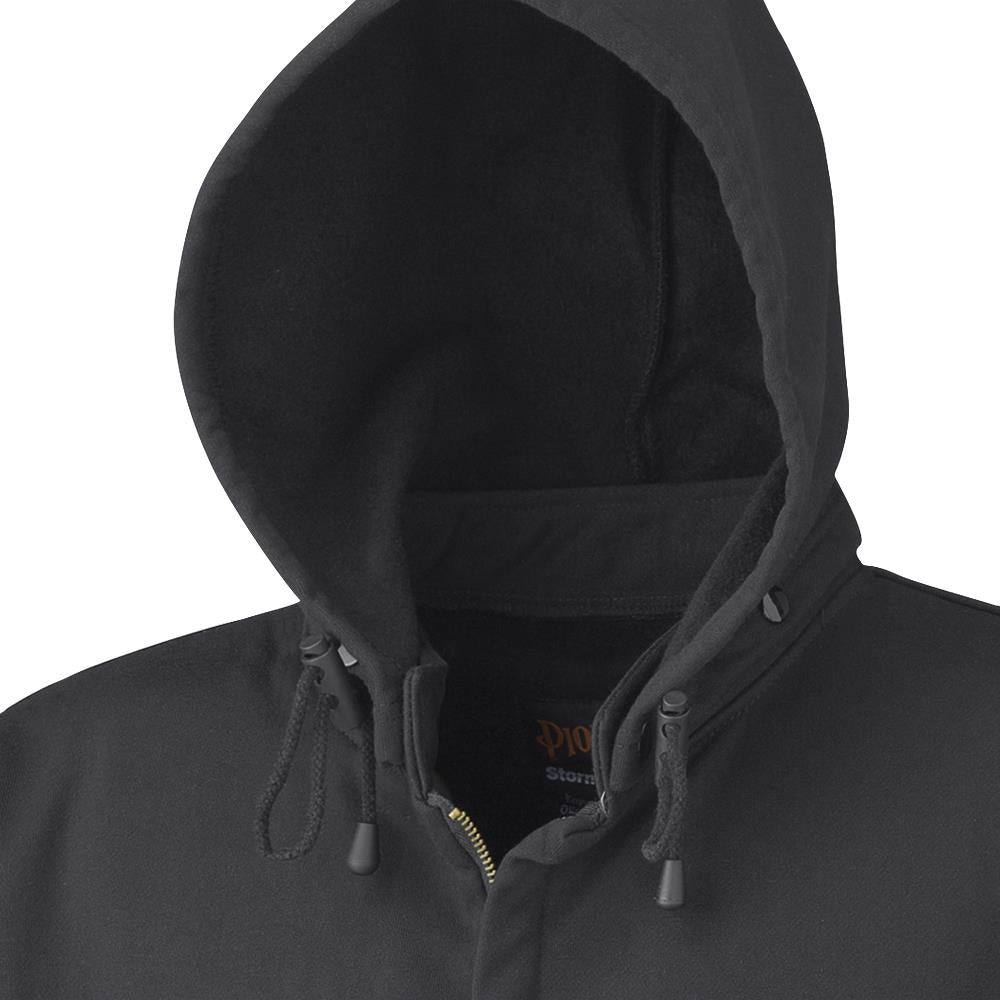 Pioneer Men's Front Zip Hoodie with Detachable Hood 337 Flame-Gard® HRC 2 12 oz Heavyweight Cotton Flame Resistant Black Sizes S-7XL
