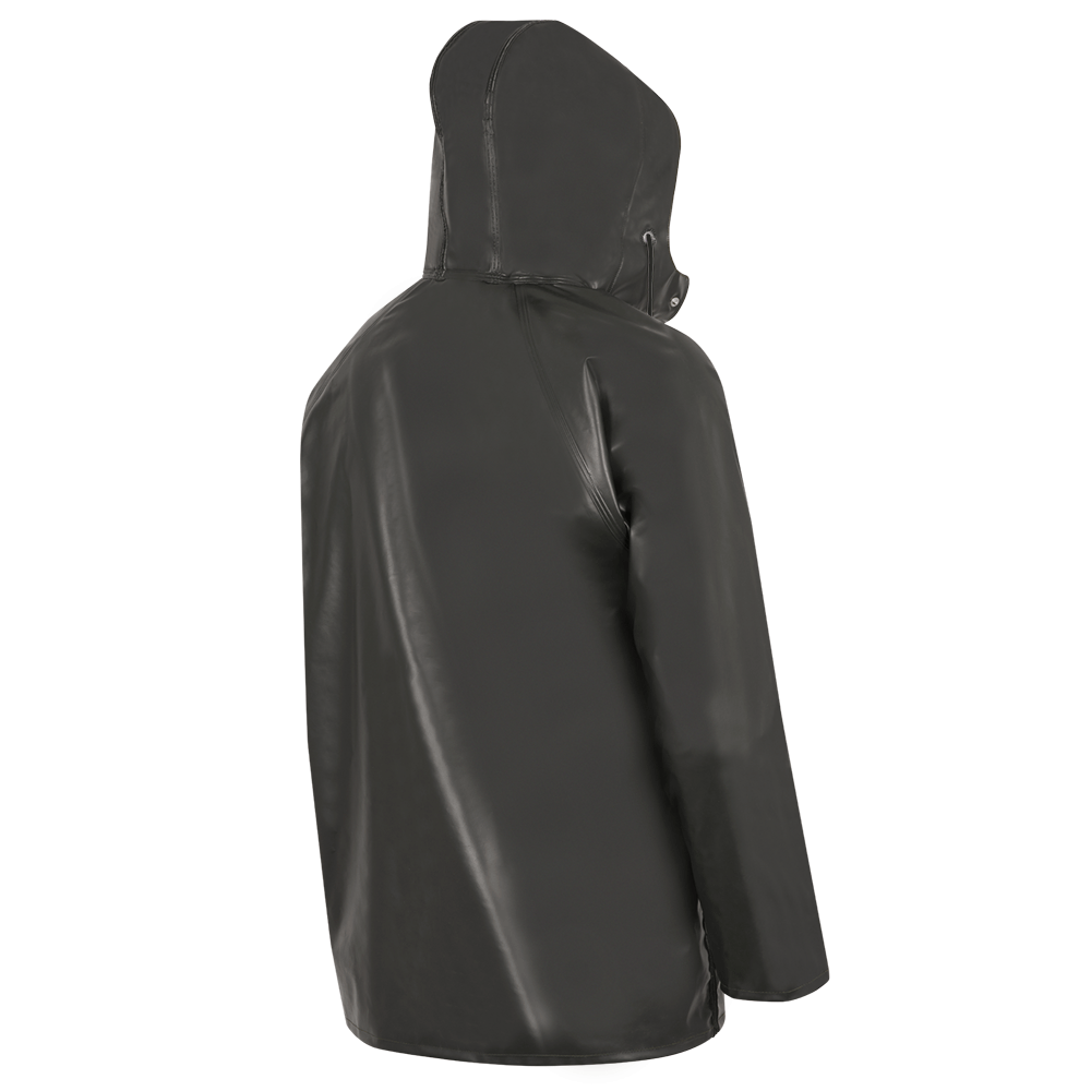 Ranpro Men's Rain Work Jacket "The Defender" PVC/Poly Waterproof and Windproof Black Sizes S-5XL
