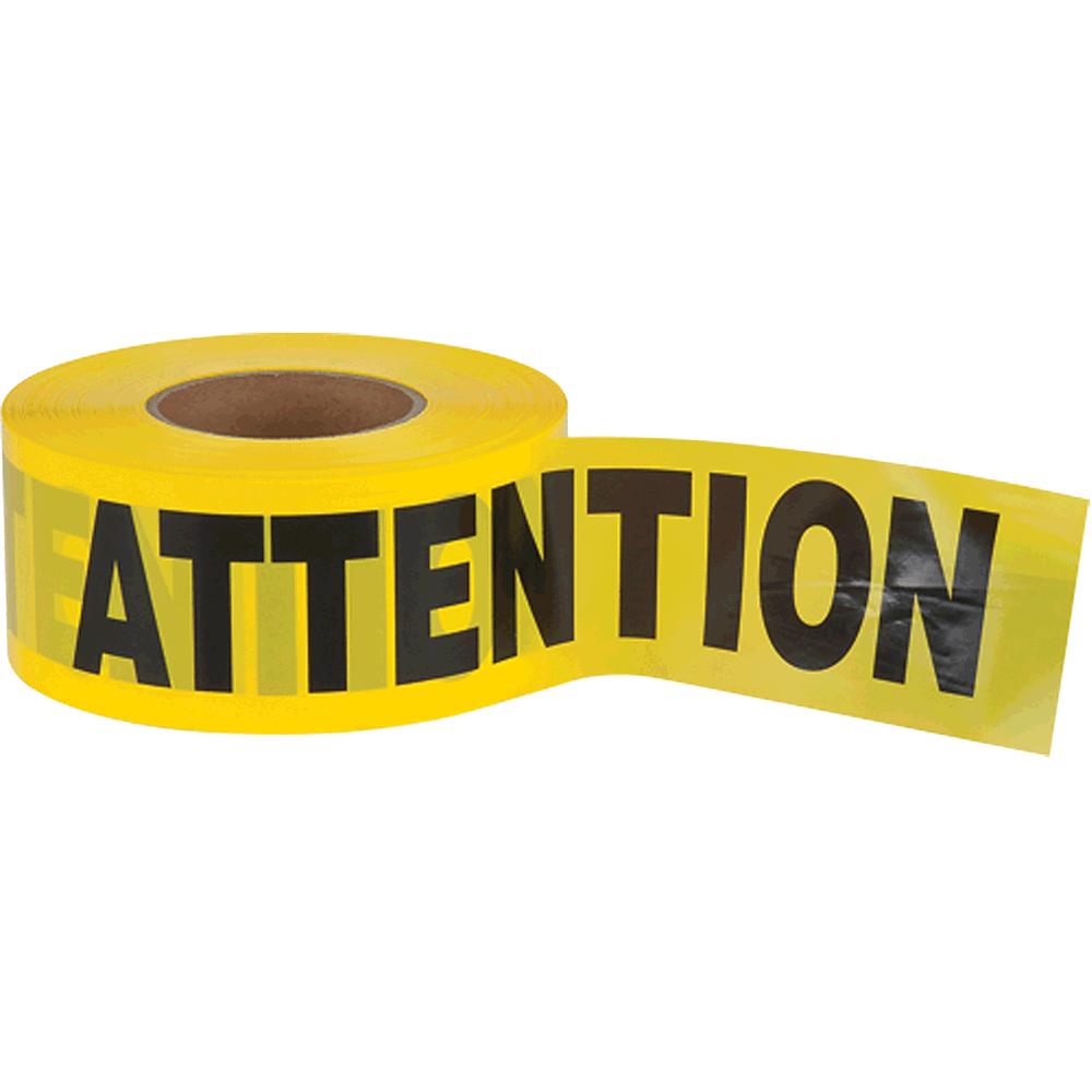 Pioneer Barricade Warning Tape "Attention" Yellow 1000ft