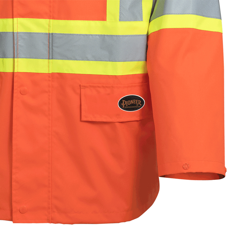 Pioneer The Rock 300D Oxford Polyester Waterproof Safety Rain Jacket | S-5XL Hi Vis Work Wear - Cleanflow