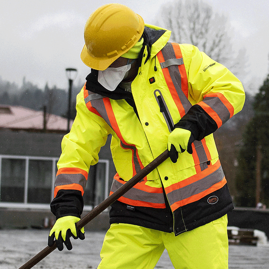 Pioneer Men's Hi Vis Safety Work Jacket NANO StormMaster® CSA Poly Heated Insulated Waterproof Reflective Sizes S-4XL