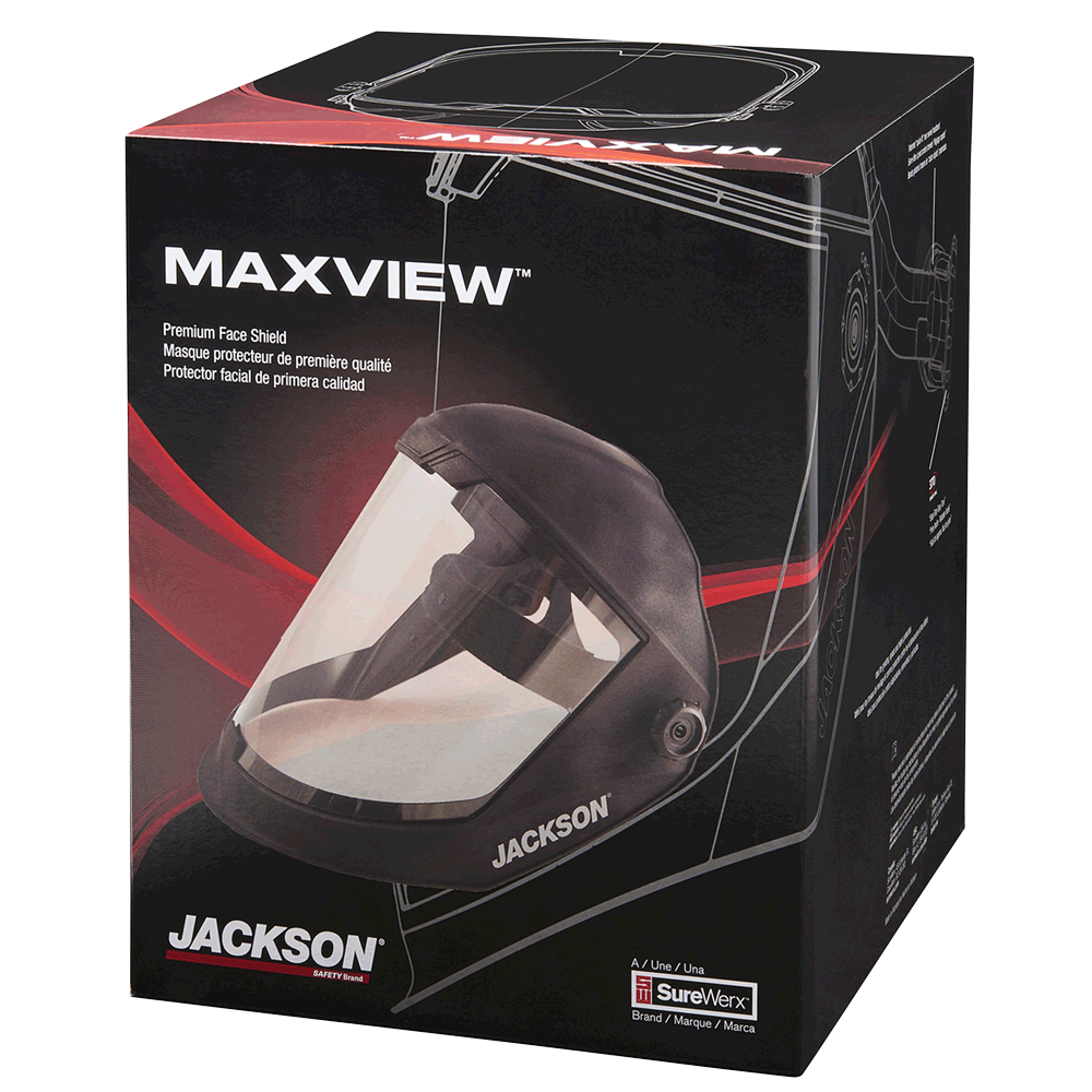 Jackson Maxview™ Series 370 Speed Dial™ Premium Ratcheting Adjustment Faceshield Kit - Clear Anti-Fog Visor Personal Protective Equipment - Cleanflow
